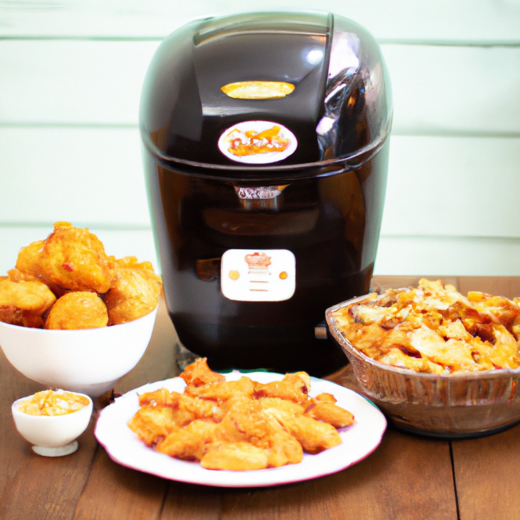 Air Fryer Grand Family 5l Receitas 1 Imagem de uma Air Fryer Grand Family 5L, um eletrodoméstico de cozinha que usa circulação de ar quente para cozinhar alimentos. O dispositivo é preto e tem uma capacidade de 5 litros. A fritadeira de ar tem uma cesta removível para facilitar a limpeza e um controle de temperatura ajustável para cozinhar vários tipos de alimentos.