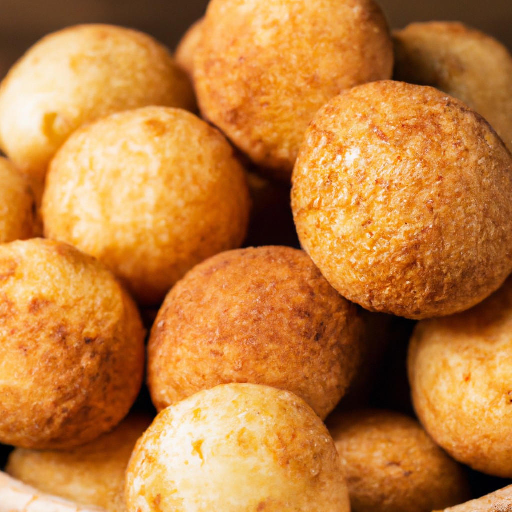 Imagem de bauruzinhos dourados e crocantes cozidos em uma airfryer. Os bauruzinhos têm uma crosta externa crocante e um interior macio e fofo, e são servidos em um prato com um mergulho de sua escolha.