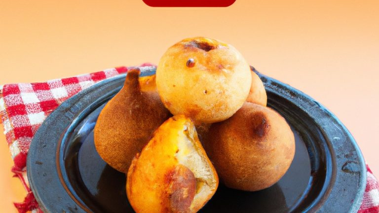 Imagem de bolinhos de pinhão crocantes e dourados cozidos em uma airfryer. Os bolinhos são preparados com uma massa macia e saborosa e recheados com uma generosa porção de pinhões torrados. Eles são cozidos até ficarem perfeitamente crocantes por fora e macios por dentro, criando um aperitivo ou lanche delicioso e satisfatório.