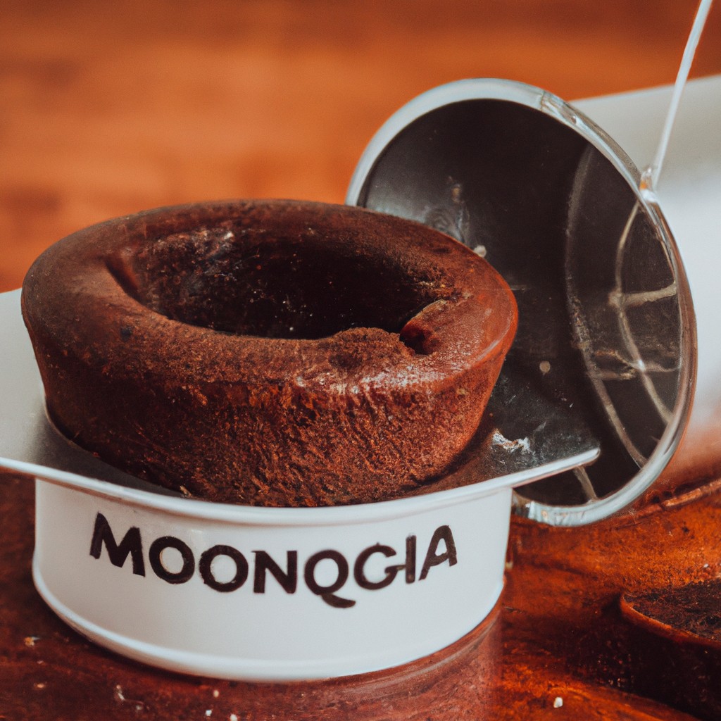Imagem de um bolo de chocolate assado na Airfryer. O bolo é úmido e fofo, com uma crosta crocante. É decorado com uma cobertura de chocolate e granulado colorido.