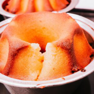 Uma imagem de um prato redondo e dourado com bordas crocantes, coberto com uma mistura de especiarias coloridas e nozes picadas. É um bolo indiano preparado em uma Airfryer, com textura crocante por fora e macia por dentro.
