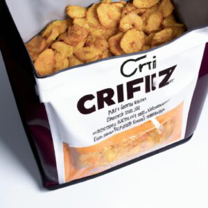 Imagem de chips de cará crocantes e dourados empilhados em uma tigela branca. Eles são feitos na airfryer, o que lhes confere uma textura crocante e um interior macio e fofo. Os chips são temperados com sal e pimenta e têm um tom dourado claro.
