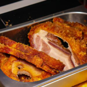 Costelinha de porco crocante e suculenta cozida na Airfryer. A carne é marinada em um molho saboroso e assada até ficar macia e dourada.
