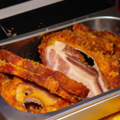 Costelinha de porco crocante e suculenta cozida na Airfryer. A carne é marinada em um molho saboroso e assada até ficar macia e dourada.