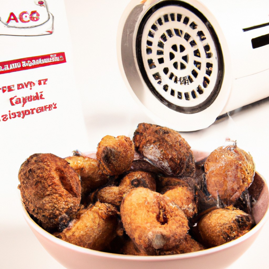 Coquinhos Açucarados Na Airfryer 1 Imagem de bolinhos de coco dourados e crocantes em uma cesta de airfryer. Os bolinhos têm uma textura leve e fofa por dentro e são cobertos com uma crosta crocante de açúcar por fora.