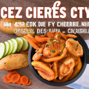 Imagem de uma cripioca de legumes cozida na airfryer. A cripioca é feita com uma massa de tapioca e farinha de trigo recheada com legumes coloridos, como cenoura, pimentão e cebola. Ela está dourada e crocante, com o recheio suculento e visível.