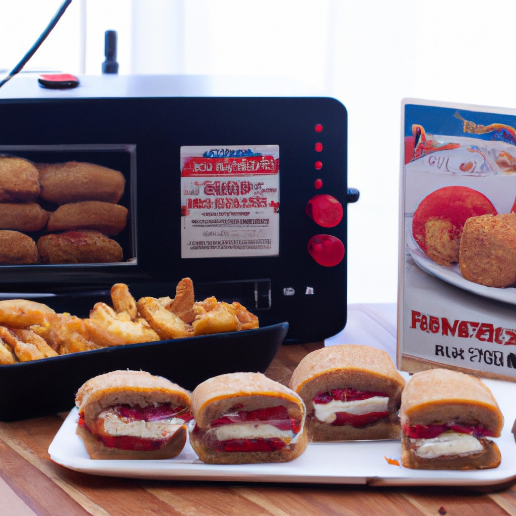 Hamburgão Na Airfryer 1 Imagem de um hambúrguer suculento e dourado cozido em uma Airfryer, com queijo derretido escorrendo pelas laterais. O hambúrguer está em um pão macio, com alface, tomate e cebola em cima.