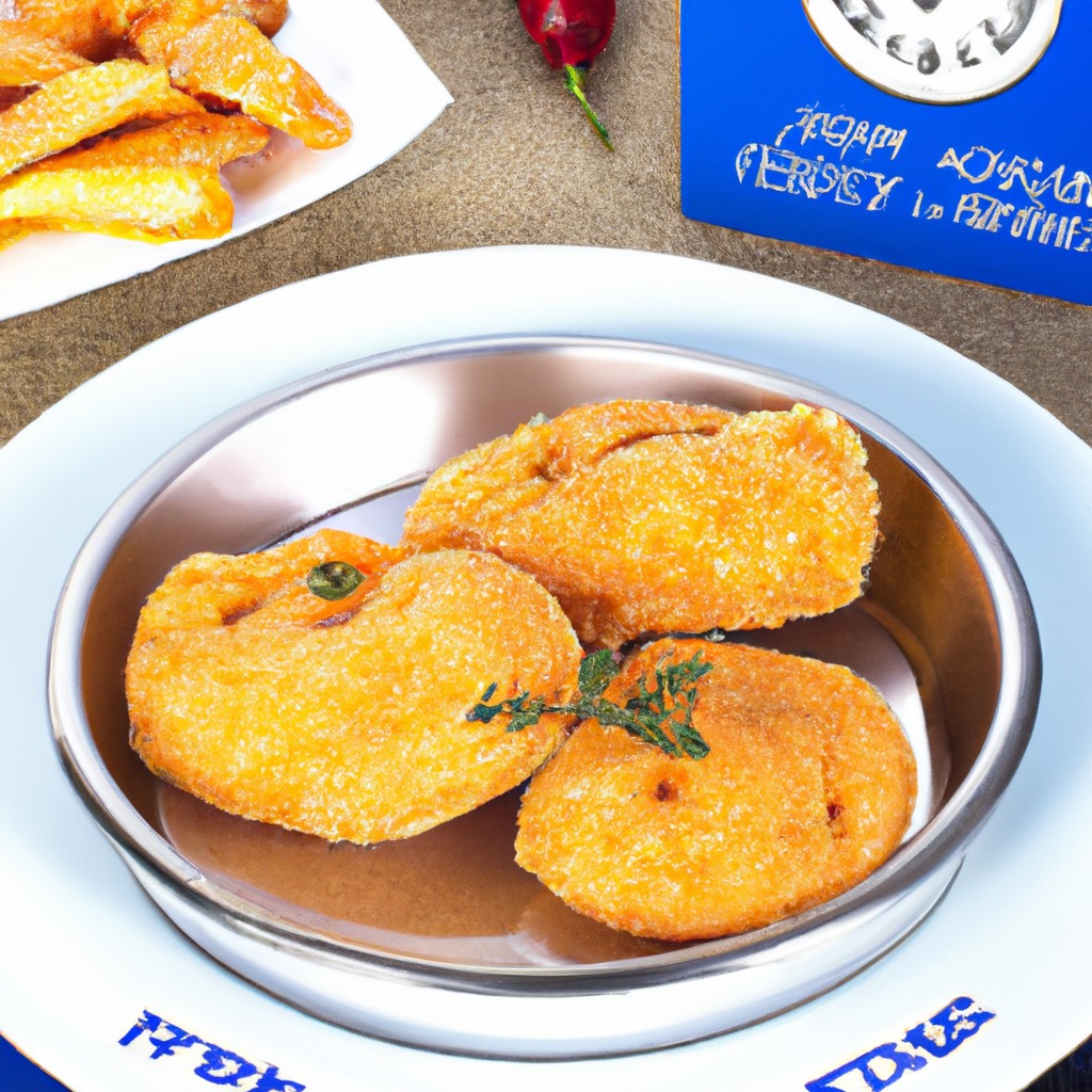 Medalhões De Frango Na Airfryer 1 Imagem de medalhões de frango crocantes e dourados cozidos na Airfryer, servidos em um prato com um lado de vegetais assados.