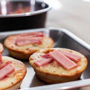 Imagem mostra mini pizzas caseiras preparadas na Airfryer. As pizzas têm uma crosta dourada e crocante, cobertas com uma camada fina de molho de tomate, queijo derretido e vários ingredientes como pepperoni, cogumelos, pimentões e cebolas. As pizzas são apresentadas em uma cesta forrada com papel manteiga, prontas para serem saboreadas.