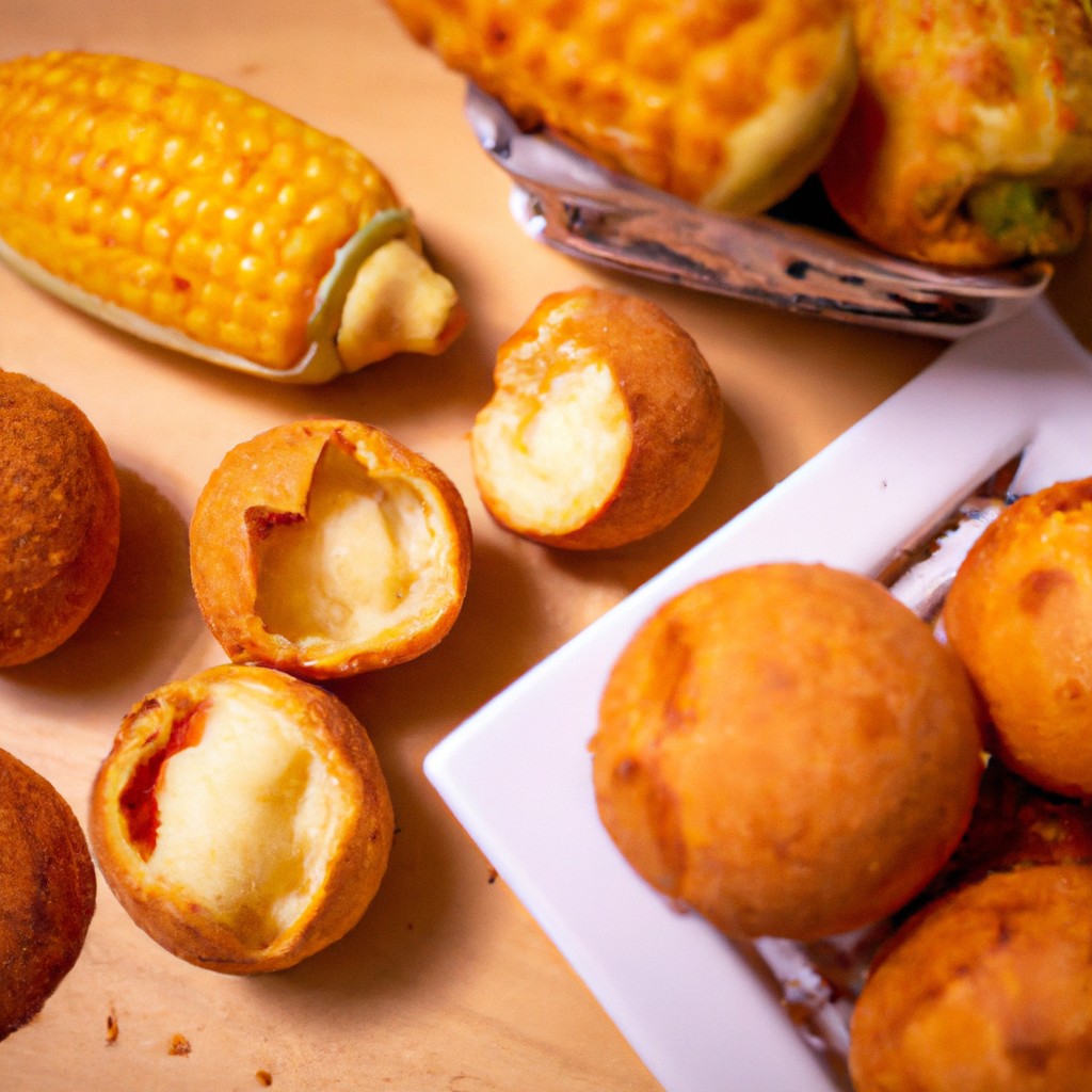 Pãezinhos De Milho Na Airfryer 1 Uma imagem de pãezinhos de milho dourados e crocantes preparados na Airfryer, servidos em um prato. Os pães têm uma crosta crocante e um interior macio e fofo.