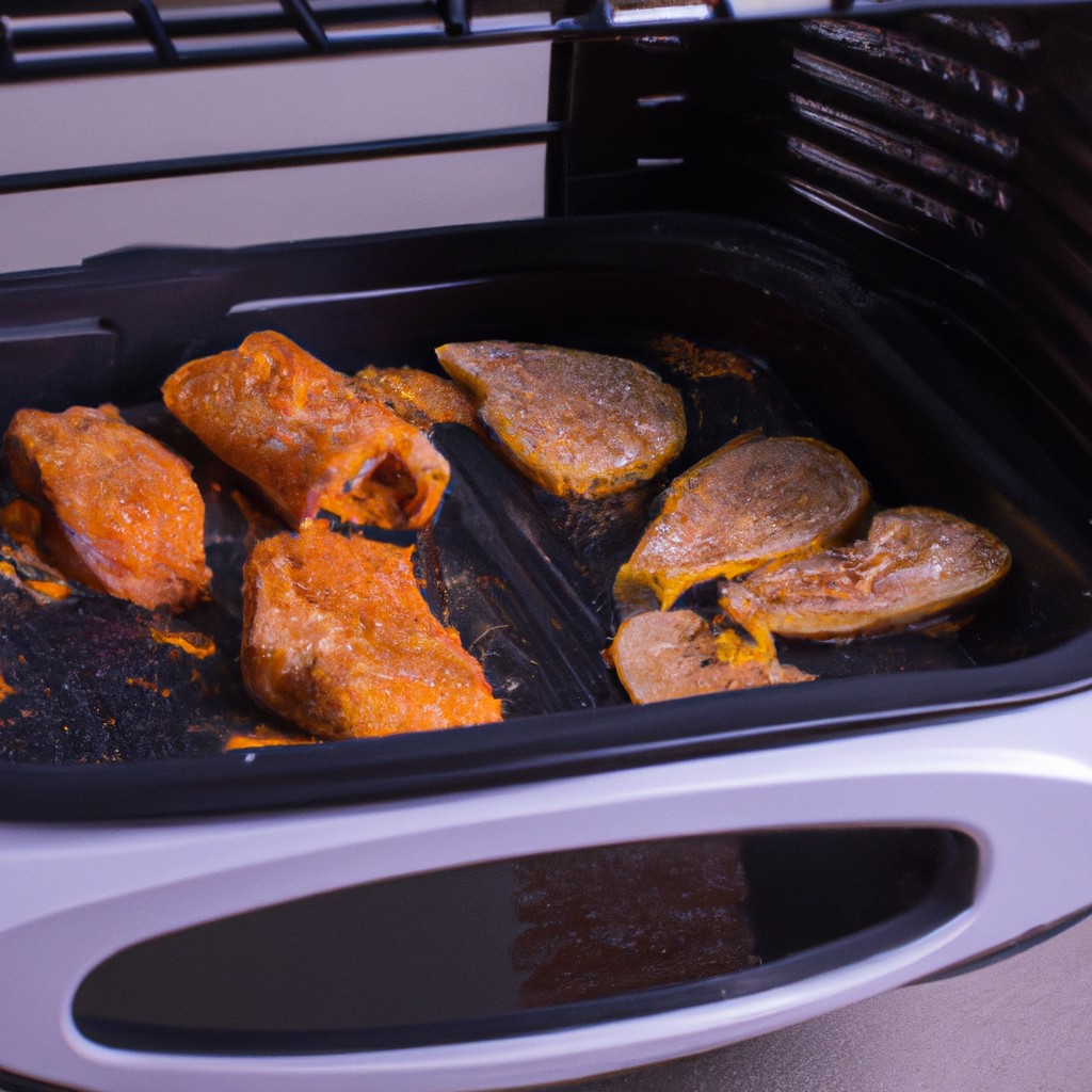 Peixe No Papelote Na Airfryer 1 Imagem de um filé de peixe envolto em papel manteiga e colocado em uma cesta de airfryer. O peixe é temperado com ervas e especiarias e tem uma crosta crocante.