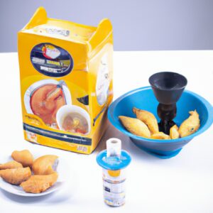 Imagem de um prato com Polenguinhos fritos na Airfryer. Os Polenguinhos estão dourados e crocantes, acompanhados de um molho de tomate.