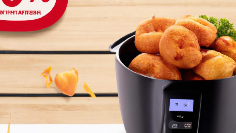Uma imagem promocional de uma Airfryer com texto que diz 